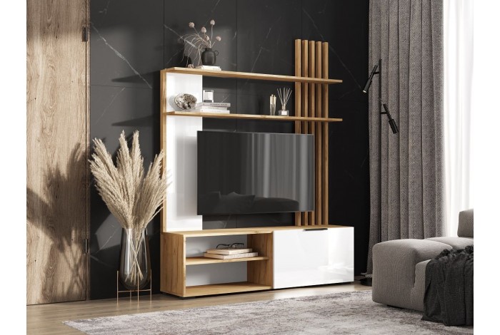 Гостиная Роджина дуб крафт золотой - белый глянец холодный