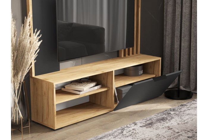 Гостиная Роджина - 2 дуб крафт золотой - белый глянец холодный