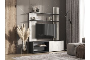 Гостиная "Роджина" (графит - дуб крафт белый)