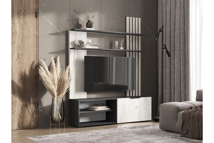 Гостиная Роджина графит - дуб крафт белый