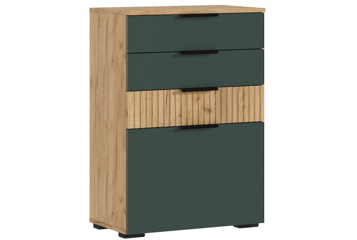 Комод Роджина 600 дуб крафт золотой - изумрудный