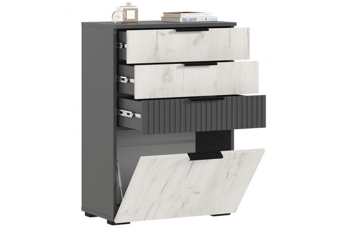 Гостиная Роджина - 1 графит - дуб крафт белый