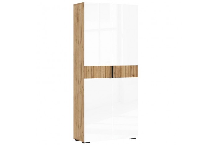 Гостиная Роджина - 2 дуб крафт золотой - белый глянец холодный