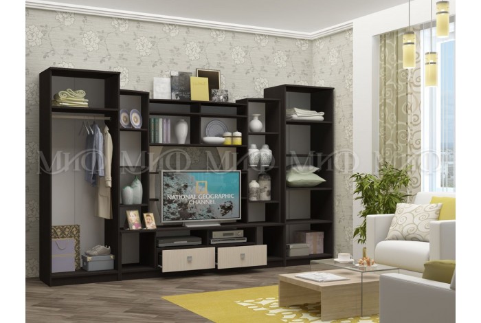 Гостиная Женева дуб беленый - венге