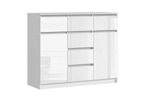 Комод Челси 2 двери 6 ящиков (белый - белый глянец)