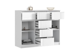 Комод Челси 2 двери 6 ящиков (белый - белый глянец)