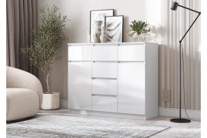 Комод Челси 2 двери 6 ящиков (белый - белый глянец)