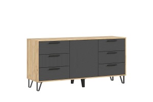 Комод "Флэш" (1500) (Браш Графит - Дуб Крафт)