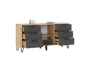 Комод "Флэш" (1500) (Браш Графит - Дуб Крафт)