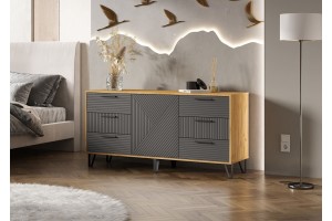 Комод "Флэш" (1500) (Браш Графит - Дуб Крафт)