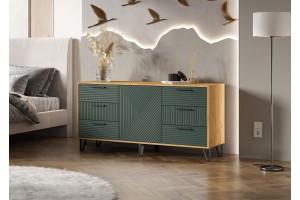 Комод "Флэш" (1500) (Браш Мени Грин - Дуб Крафт)