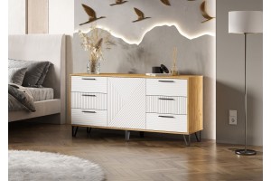 Комод "Флэш" (1500) (Браш Вайт - Дуб Крафт)