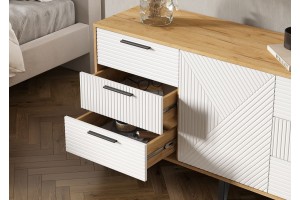 Комод "Флэш" (1500) (Браш Вайт - Дуб Крафт)