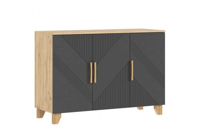 Комод Ирис 1200 Браш Графит - Дуб Крафт