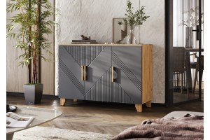 Комод "Ирис" (1200) (Браш Графит - Дуб Крафт)