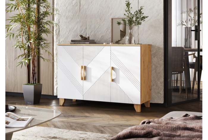 Комод Ирис 1200 Браш Вайт - Дуб Крафт МИФ