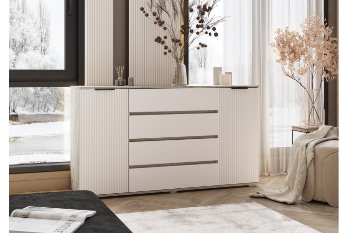 Комод Марвэл 2 двери 4 ящика (1600) Дуб Крафт Серый - Кашемир