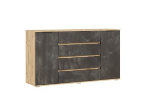 Комод Марвэл 2 двери 4 ящика (1600) Дуб Крафт Золотой - Мальта Грей