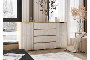 Комод Марвэл 2 двери 4 ящика (1600) Дуб Крафт Золотой - Мальта