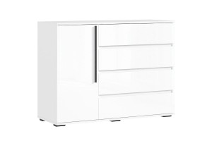 Комод Норд 1 дверь 4 ящика (Белый - Белый глянец)
