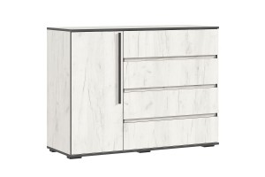 Комод Норд 1 дверь 4 ящика (Дуб крафт белый)