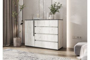 Комод Норд 1 дверь 4 ящика (Дуб крафт белый)