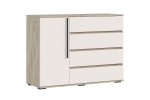 Комод Норд 1 дверь 4 ящика (дуб крафт серый - кашемир)