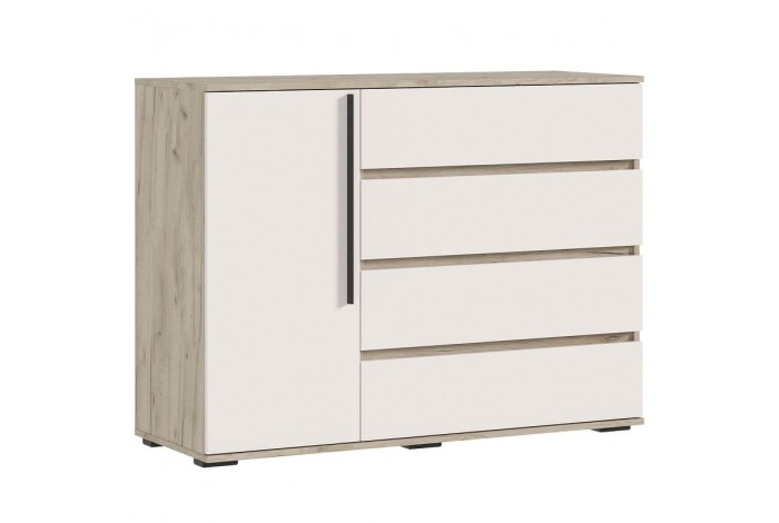 Комод Норд 1 дверь 4 ящика дуб крафт серый - кашемир