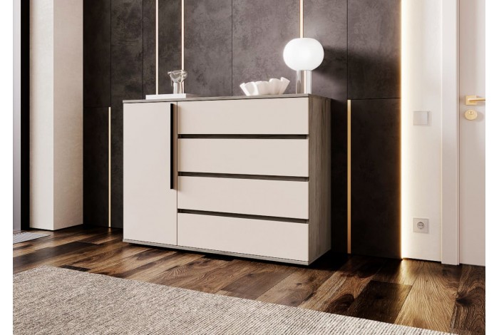 Комод Норд 1 дверь 4 ящика дуб крафт серый - кашемир