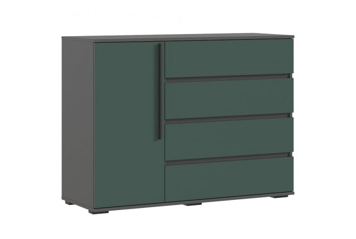 Комод Норд 1 дверь 4 ящика графит - изумруд