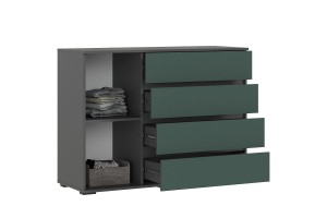 Комод Норд 1 дверь 4 ящика (Графит - Изумруд)