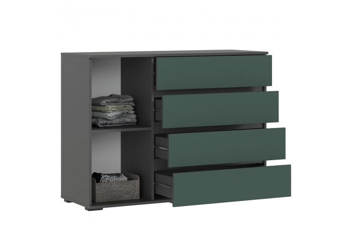 Комод Норд 1 дверь 4 ящика графит - изумруд