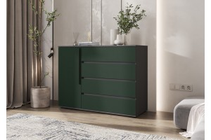 Комод Норд 1 дверь 4 ящика (Графит - Изумруд)