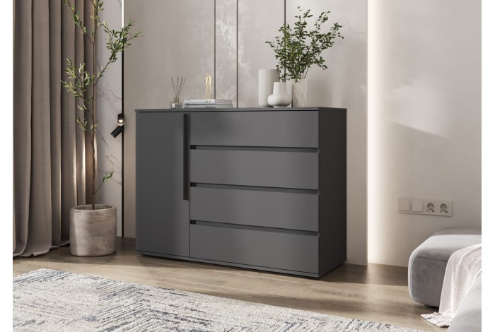 Комод Норд 1 дверь 4 ящика графит