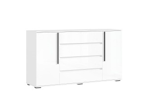 Комод Норд 2 двери 4 ящика (Белый - Белый глянец)