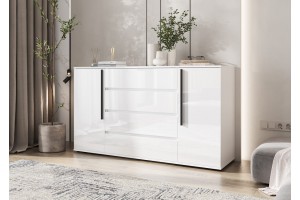 Комод Норд 2 двери 4 ящика (Белый - Белый глянец)