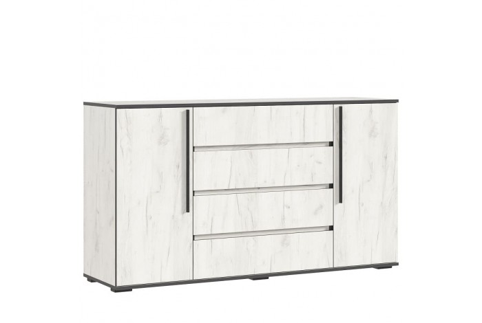 Комод Норд 2 двери 4 ящика дуб крафт белый