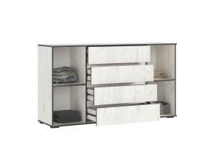 Комод Норд 2 двери 4 ящика (Дуб крафт белый)