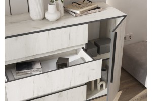 Комод Норд 2 двери 4 ящика (Дуб крафт белый)