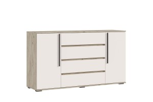 Комод Норд 2 двери 4 ящика (дуб крафт серый - кашемир)