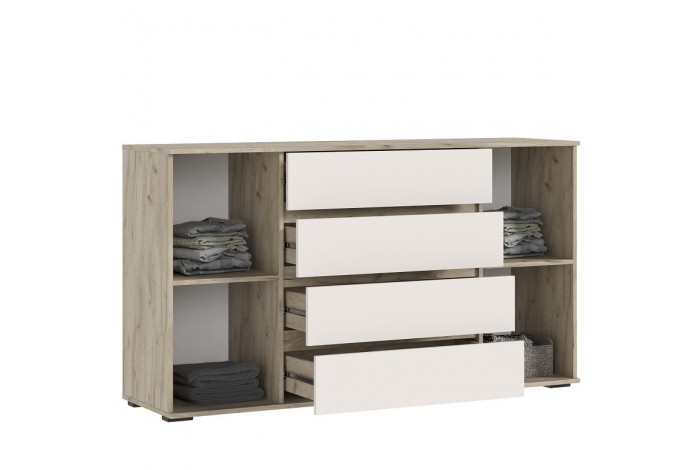 Комод Норд 2 двери 4 ящика 1600 дуб крафт серый - кашемир