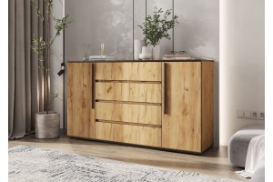 Комод Норд 2 двери 4 ящика (Дуб крафт золотой)