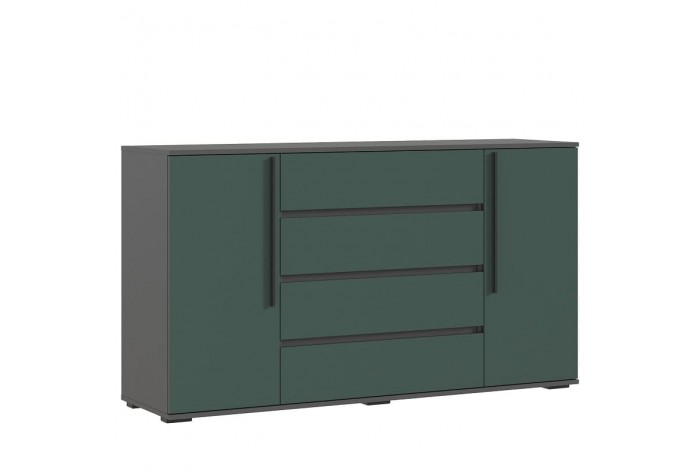 Комод Норд 2 двери 4 ящика 1600 графит - изумруд