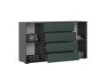 Комод Норд 2 двери 4 ящика 1600 графит - изумруд