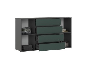 Комод Норд 2 двери 4 ящика (Графит - Изумруд)