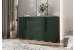 Комод Норд 2 двери 4 ящика (Графит - Изумруд)