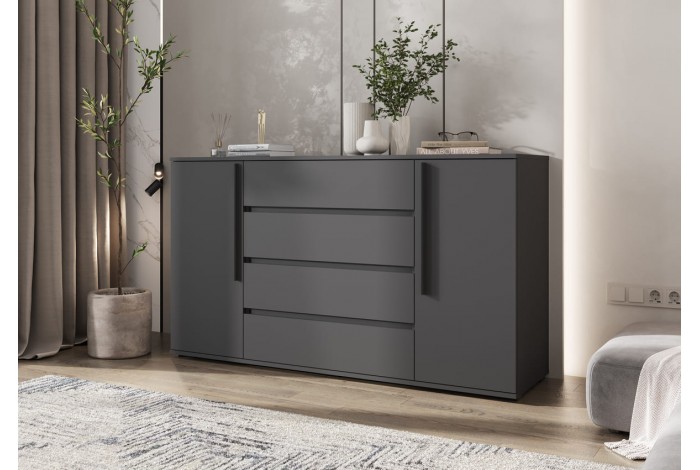 Комод Норд 2 двери 4 ящика 1600 графит