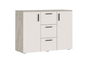 Комод Сильвия 3 ящика 2 двери Кашемир - Дуб Крафт серый