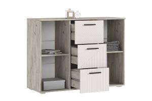 Комод Сильвия 3 ящика 2 двери Кашемир - Дуб Крафт серый