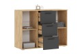 Комод Сильвия 3 ящика 2 двери Браш Графит - Дуб Крафт